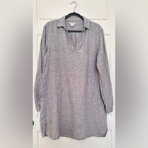 Artisan NY Linen Tunic Gray Chambray Longsleeve Size Large - Two Side Pockets